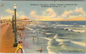 Postcard BEACH SCENE Wildwood New Jersey NJ AN1898