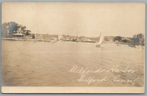 MILFORD HARBOR CT ANTIQUE REAL PHOTO POSTCARD RPPC