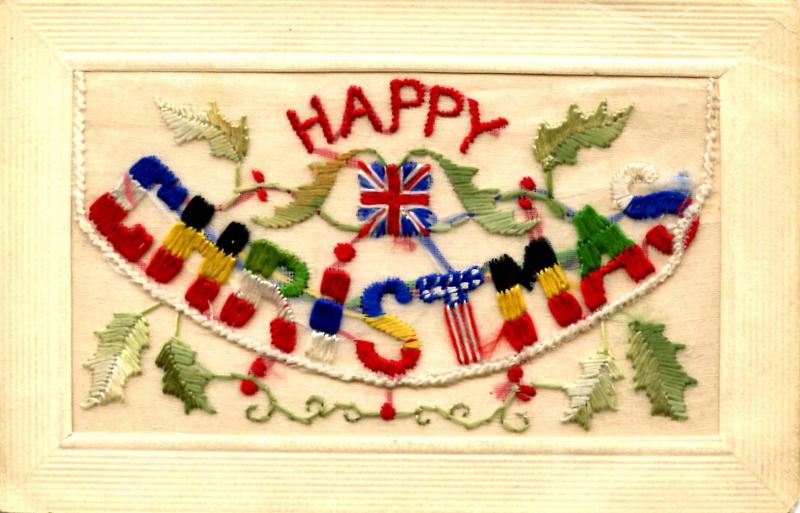 Embroidered Silk (with message pocket) - Happy Christmas Greeting