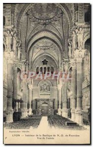 Postcard Old Lyon Interior of the Basilica of Our Lady of Fourviere View of t...