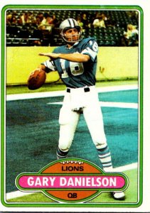 1980 Topps Football Card Gary Danielson QB Detroit Lions sun0110