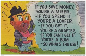 Comic, Old Poor Hobo Thinking About Money, 1930-1940s