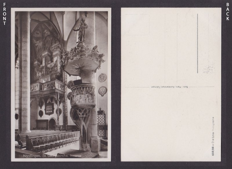 Vintage postcard Noerdlingen St Georgskirche interior Bavaria Germany