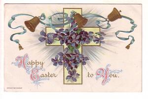H Wessler, Happy Easter, Embossed, Used 1910, Split Ring, Cork Cancels