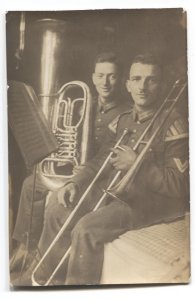 Occupational  RPPC Postcard Men Military Band Trombone Tuba