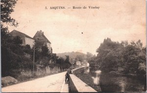 France Asquins Route de Vézelay Vintage Postcard 05.19