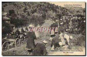 Old Postcard Army Maneuvers in the Alps At the bivouac