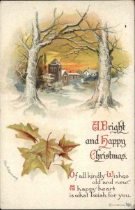 Clapsaddle Christmas Int'l Art Winter Scene White Birch Vintage Postcard