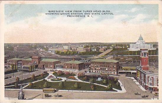 Rhode Island Providence Birds Eye View From Turks head Building Showing Union...