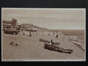 East Sussex BEXHILL ON SEA The Beach Old Postcard by E A Sweetman 6703