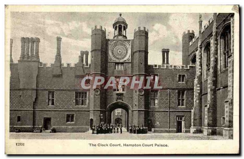 Old Postcard The Clock Court Hampton Court Palace London