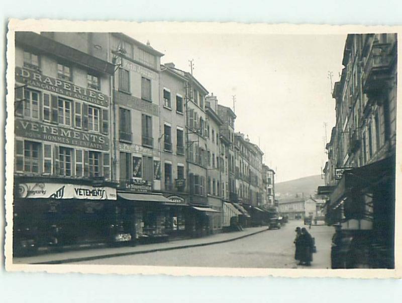 old rppc GREAT VIEW OF SHOPS ALONG THE STREET Tarare - Rhone France HM2193