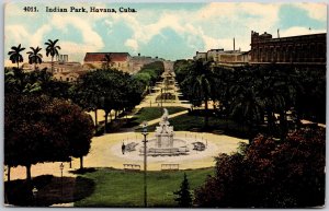 Indian Park Havana Cuba Monument Square Park Landscapes Trees Postcard