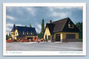 La Dame Blanche Restaurant Gas Station Orleans Quebec Canada UNP WB Postcard B14