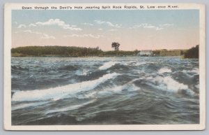 St Lawrence County NY~River Nears Split Rock Rapids~Devil's Hole~1920s Postcard