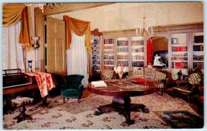 RENO--CARSON CITY, Nevada NV   Historic BOWERS MANSION LIBRARY Interior Postcard