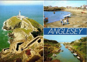 Anglesey, UK Wales LIGHT HOUSE~WATERFRONT HOMES~BOATS~DOGS/PEOPLE  4X6  Postcard