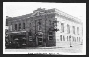 First Nation Bank Street View Apollo PA Unused c1940s