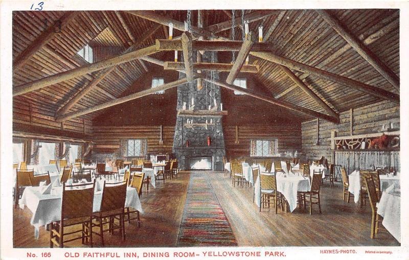 D66/ Yellowstone National Park Postcard c'10 Haynes 166 Old Faithful Inn Dining3