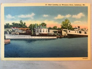 Vintage Postcard 1941 Boat Landing Wicomico River Salisbury Maryland