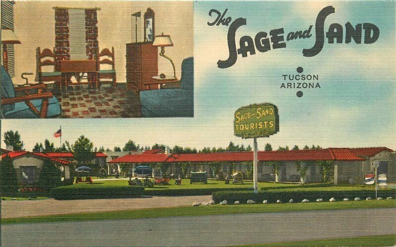 Tucson Arizona Sage and Sand Tourist Hotel Apartments Thomas Postcard 21-8491