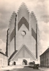 Copenhagen Denmark, Protestant Church Religious Street View Vintage Postcard