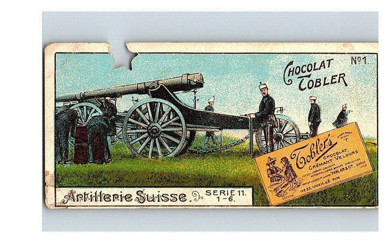 Vintage 1890's Victorian Trade Card Toblerone Swiss Chocolate - Military Cannon