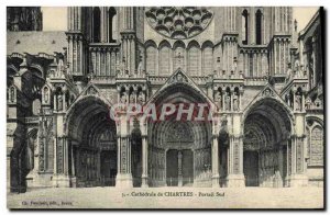 Old Postcard Cathedral Chartres South Portal