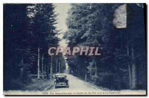 Old Postcard A undergrowth on the road to St Fel olen has Louvesc Automobiel