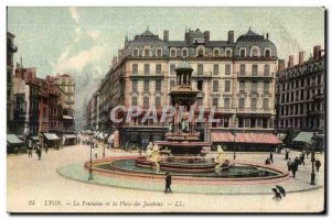 Old Postcard Lyon La Fontaine and Place des Jacobins