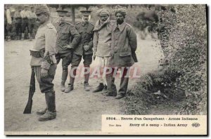 Old Postcard Army Entree d & # 39un Indian Army camp