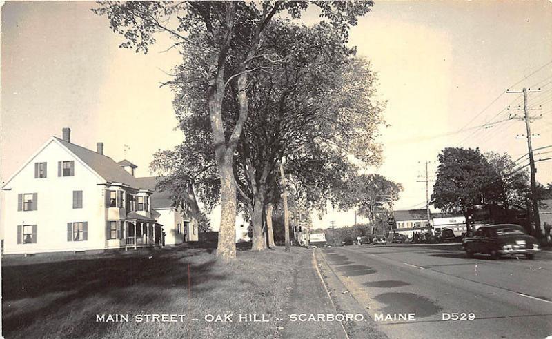 Scarboro ME Oak Hill Street View Real Photo RPPC Postcard