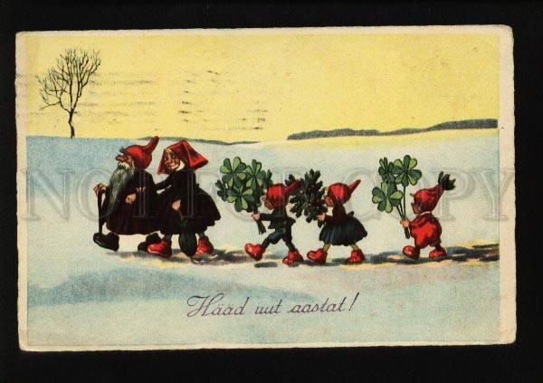 073653 Funny GNOME Family Elf Vintage Colorful Greeting PC