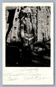 SIGNED AMERICAN HOPI INDIAN ANTIQUE REAL PHOTO POSTCARD RPPC