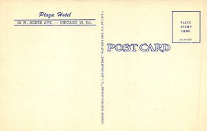 Chicago Illinois 1940s Postcard Plaza Hotel