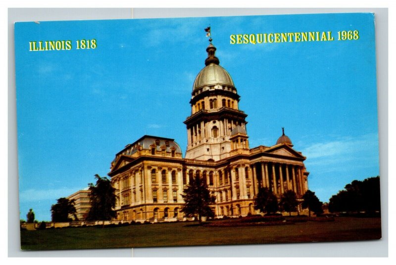 Vintage 1968 Postcard Illinois Sesquicentennial Capitol Building Springfield IL