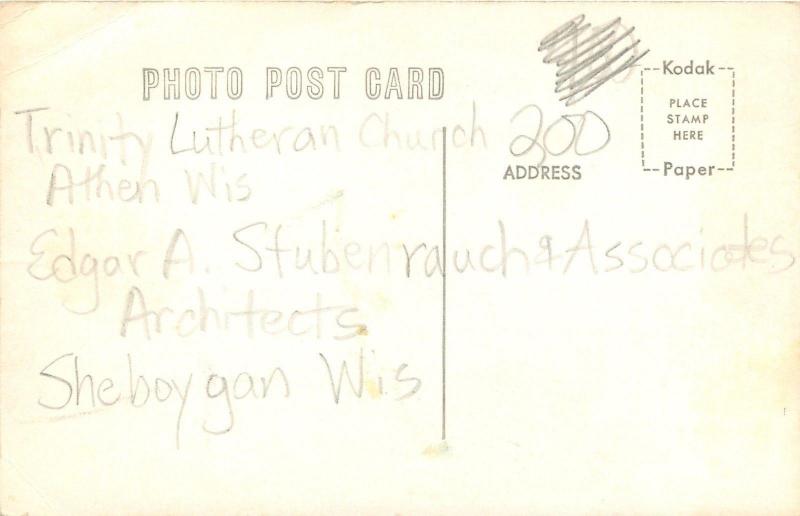 Athens WI RPPC Architect Stubenroche: Trinity Lutheran, Artist Conception~c 950 