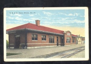 OTTAWA ILLINOIS TRAIN STATION RAILROAD DEPOT VINTAGE POSTCARD