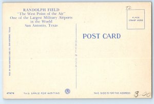 c1940 San Antonio Texas TX Vintage Postcard Randolph Field West Point Airports