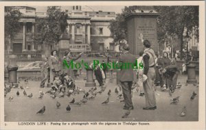 London Postcard-Posing For a Photograph With Pigeons in Trafalgar Square RS28552