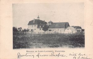 MANITOBA CANADA~MISSION DE SAINT LAURENT~1907 PHOTO POSTCARD