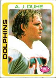 1978 Topps Football Card A J Duhe Miami Dolphins sk7216