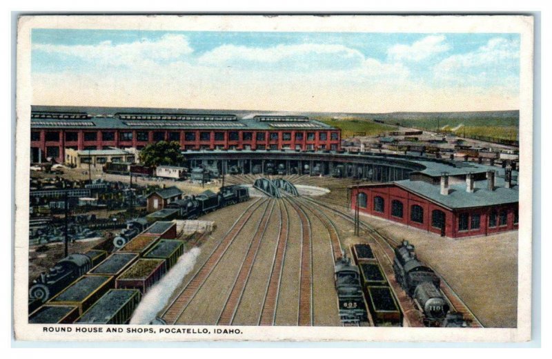 POCATELLO, Idaho ID ~ Trains ROUND HOUSE & SHOPS c1920s  Railroad Postcard