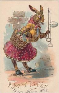 LP26    Easter Holiday Greetings, vintage  postcard, bunny, 