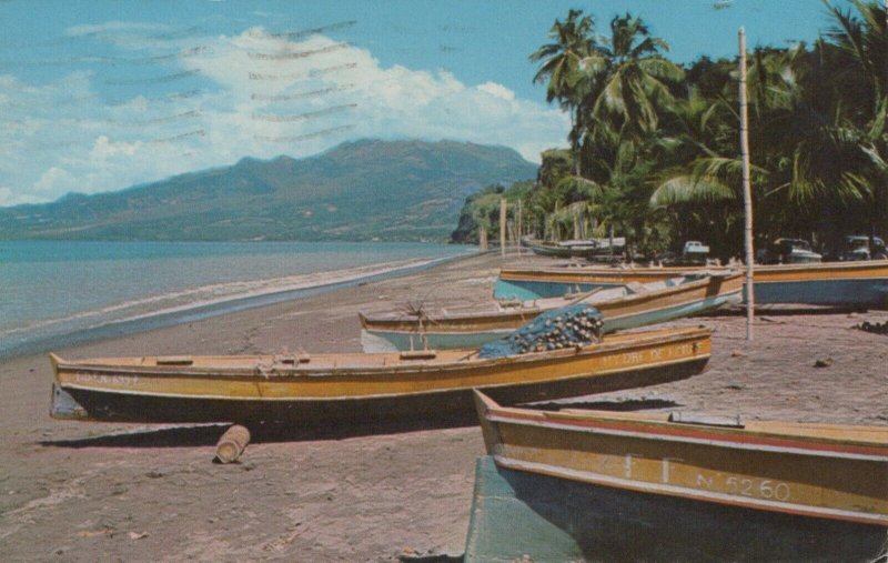 Caribbean Postcard-Mont Pelee From Fishing Village of Corbat, Martinique RS24735