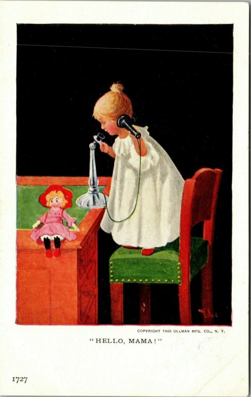 Vintage Postcard Happy New Year Hello Mama TELEPHONE Ullman Manufacturing Co NY