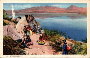 Apachee Indians and Teepee Overlooking Roosevelt Lake Curteich