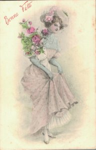 Art Nouveau Pretty Women Vintage Postcard 06.40