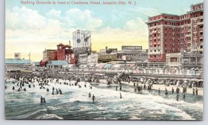 Atlantic City NJ~Bathing Grounds In Front Of Chalfonte Hotel~Vintage Postcard