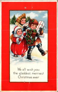 Christmas Children Carrying Presents BIN